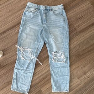 American Eagle Outfitters Light Blue Ripped Mom Jeans
